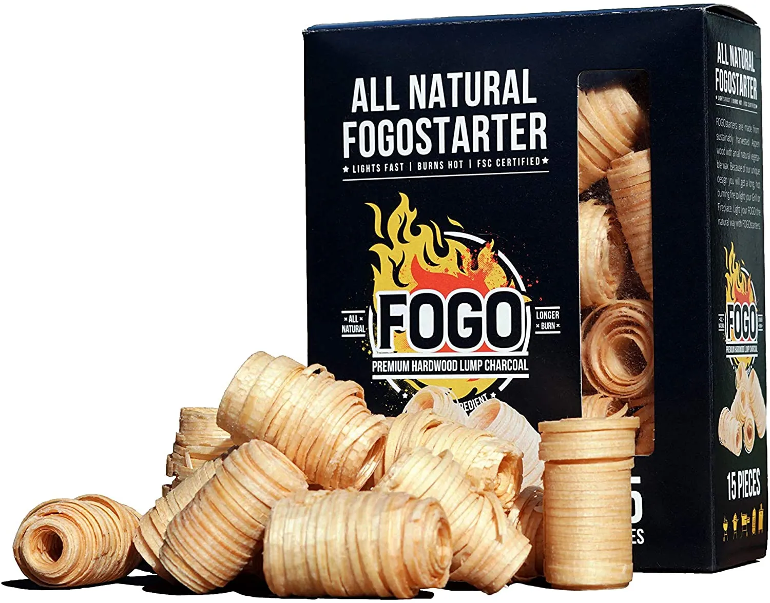 Fogo FS15 FOGOstarters Fire Starter, 15 Pack, All Natural