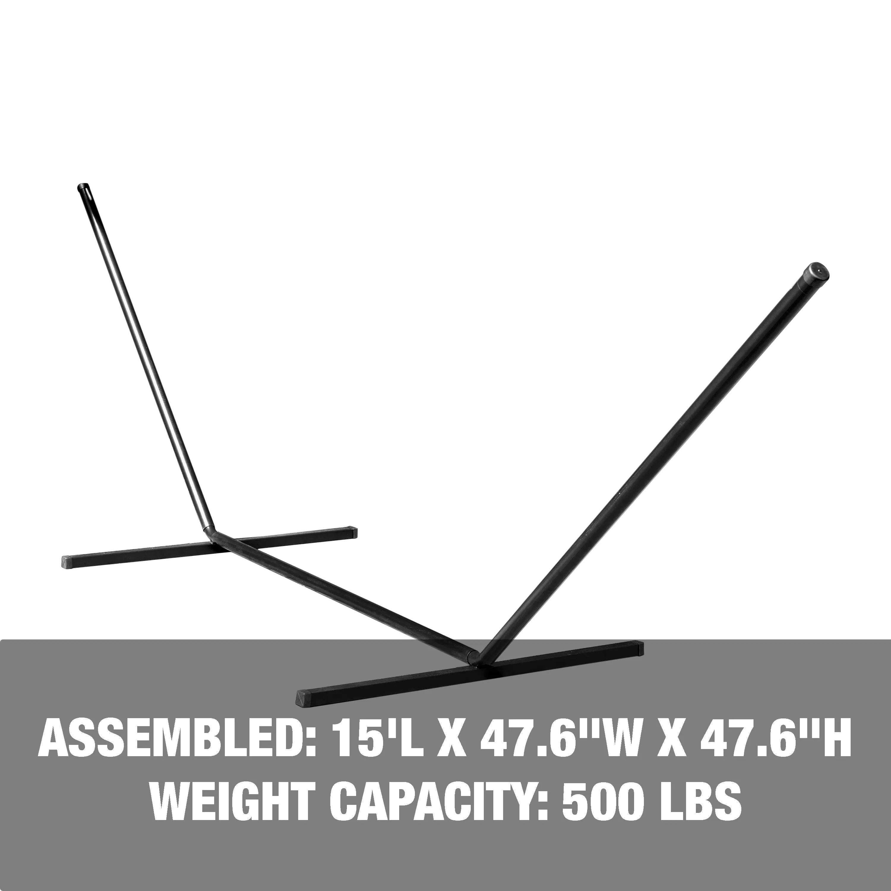 Hammock Stand w/ Hanging Hooks | 15-Foot | Fits Hammocks 15-Foot or Shorter | Weather & Rust Resistant | 500 Lb. Capacity