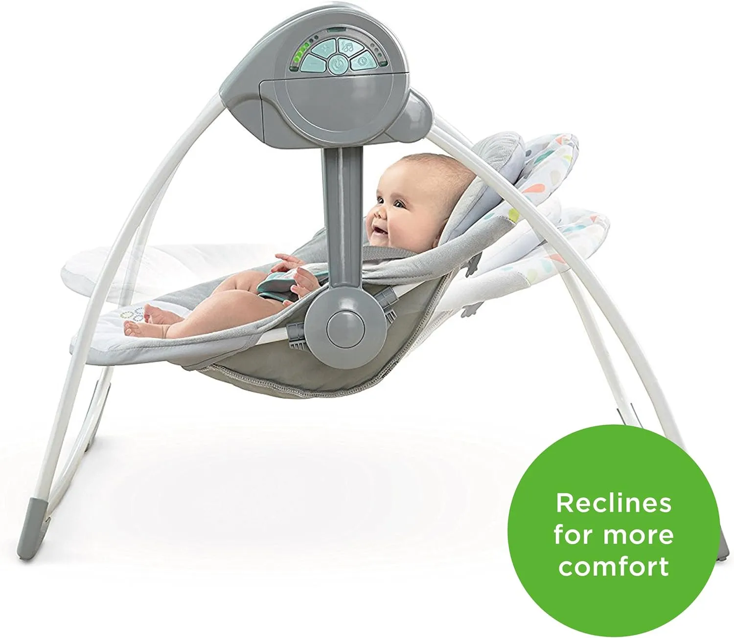 Ingenuity Comfort 2 Go Compact Portable 6-Speed Cushioned Baby Swing with Music, Folds Easy, 0-9 Months 6-20 lbs (Fanciful Forest)
