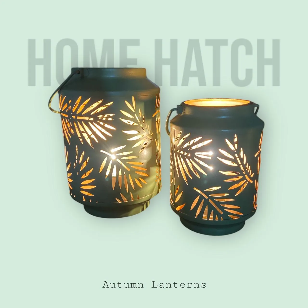 Leaf Silhouette Round Led Lanterns  - Green | Home Decor