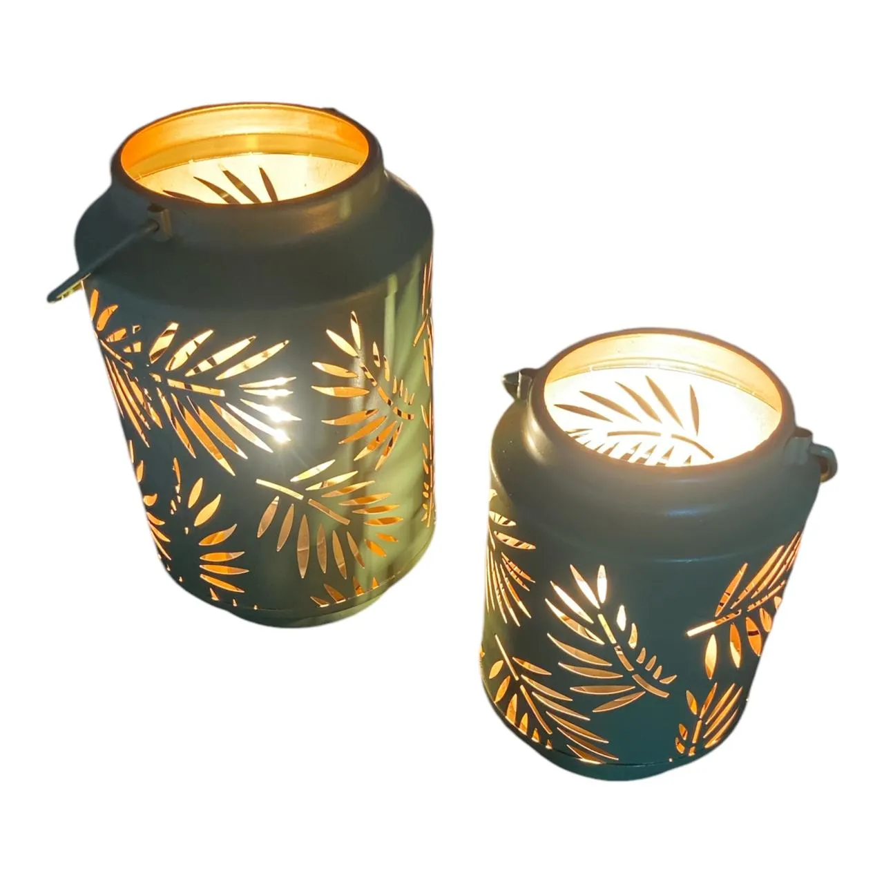 Leaf Silhouette Round Led Lanterns  - Green | Home Decor