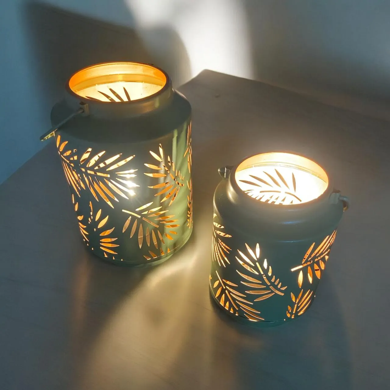 Leaf Silhouette Round Led Lanterns  - Green | Home Decor