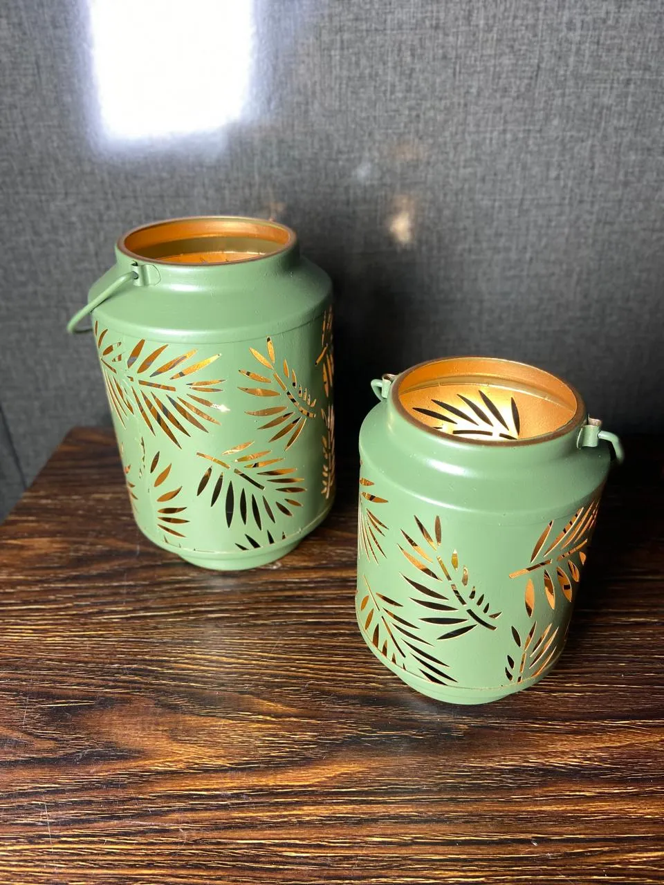 Leaf Silhouette Round Led Lanterns  - Green | Home Decor