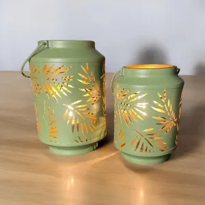 Leaf Silhouette Round Led Lanterns  - Green | Home Decor
