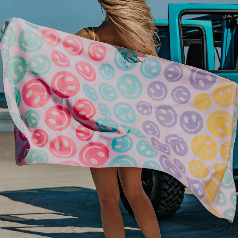 Pastel Happy Face Wholesale Micro Fiber Quick Dry Towel
