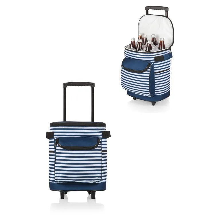 Portable Rolling Cooler, Navy and White Stripe