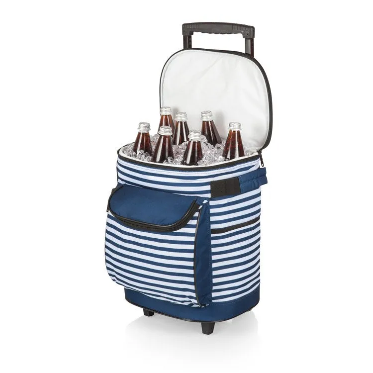 Portable Rolling Cooler, Navy and White Stripe