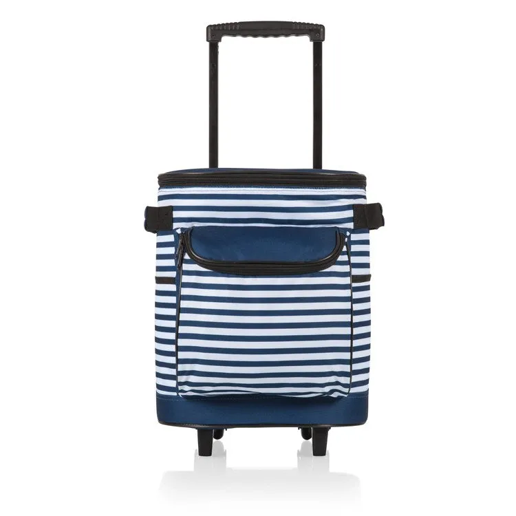 Portable Rolling Cooler, Navy and White Stripe