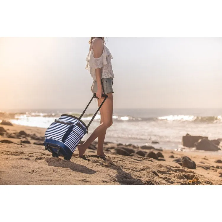 Portable Rolling Cooler, Navy and White Stripe