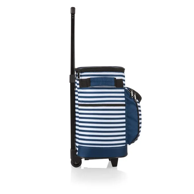 Portable Rolling Cooler, Navy and White Stripe