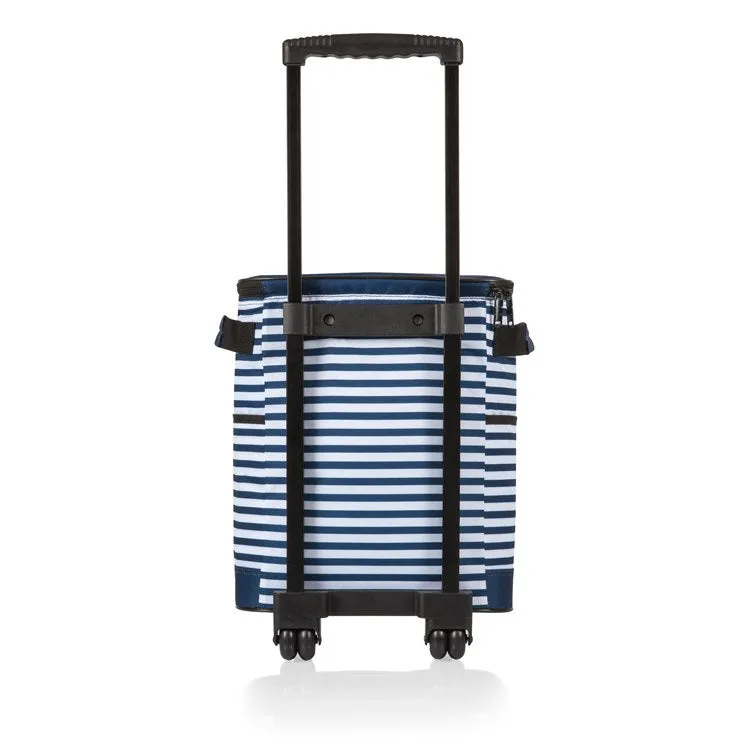 Portable Rolling Cooler, Navy and White Stripe