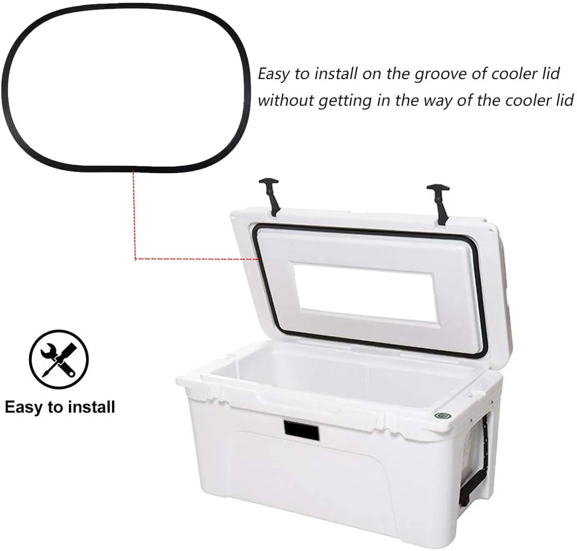 Roto Molded Cooler Gasket Fits Most Brands 20 - 65 Ot Size - 6 Ft Lid Gasket - Tool-less DYI Push In Install