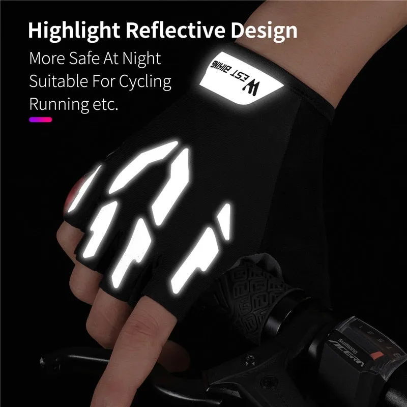 Shockproof Reflective Cycling Gloves Half Finger Sport Gloves Men Women Summer Gym Fitness MTB Road Bicycle Gloves