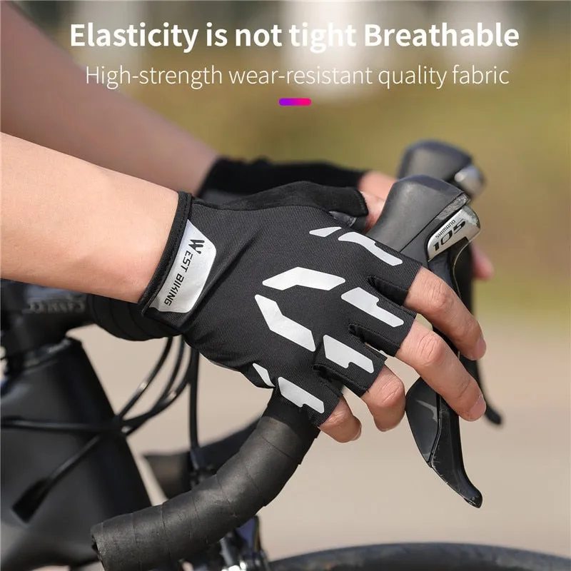 Shockproof Reflective Cycling Gloves Half Finger Sport Gloves Men Women Summer Gym Fitness MTB Road Bicycle Gloves