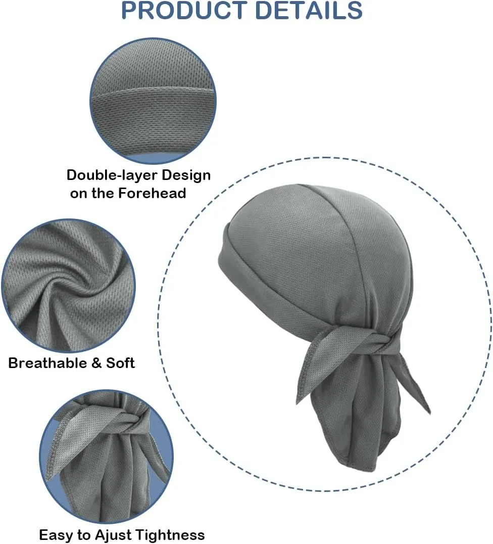Sweat Wicking Do Rags Skull Caps, Cooling Hip Hop Hat, Beanie Durag Motorcycle Head Wrap Doo Rag Liner for Men Women