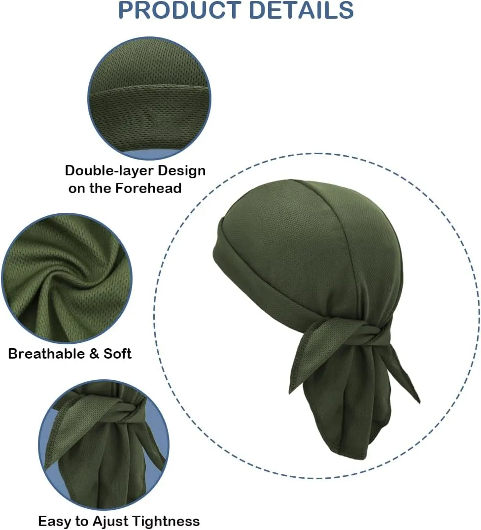 Sweat Wicking Do Rags Skull Caps, Cooling Hip Hop Hat, Beanie Durag Motorcycle Head Wrap Doo Rag Liner for Men Women