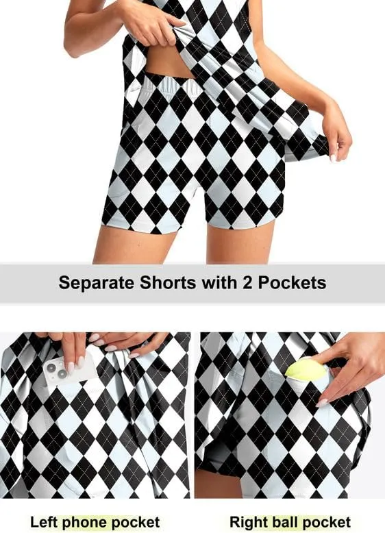 Viodia Women's Tennis Golf Dress with Shorts Active Exercise Workout Sports Athletic Dresses for Women with Zipper Pockets